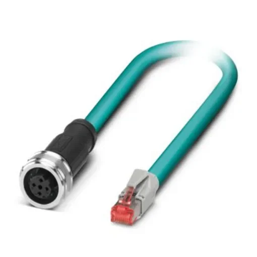 Phoenix Contact1476031, 5m Cat5, Light Blue M12 to Female RJ45 Male, Shielded Shielded, Terminated Polyurethane Sheath product image