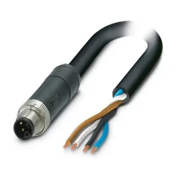 Phoenix Contact 0-105, SAC-4P-M12MSL/ 5, Unshielded, 5m 4 Core, Black/Grey Polyurethane PUR Power Cable +80°C - 1425027 product image