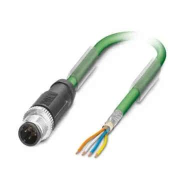 Phoenix ContactNBC, 5m Cat5, Green M12 to Male Free Ends, Shielded Shielded, Terminated PVC Sheath - 1524310 product image
