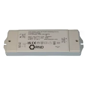 RND LED Driver, 24V Output, 30W Output, 1.25A Output, Constant Voltage Dimmable - RND 500-00074 product image