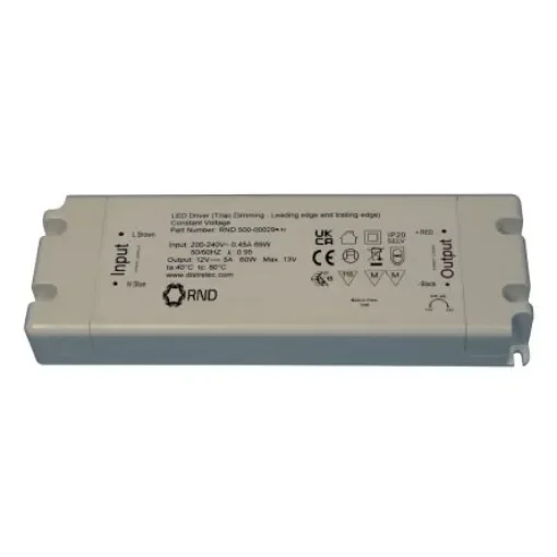 RND LED Driver, 24V Output, 60W Output, 2.5A Output, Constant Voltage Dimmable - RND 500-00030 product image