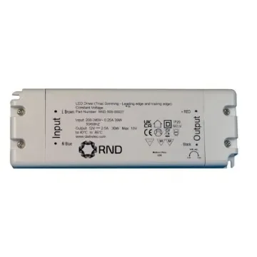 RND LED Driver, 12V Output, 30W Output, 2.5A Output, Constant Voltage Dimmable - RND 500-00027 product image