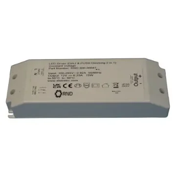 RND LED Driver, 12V Output, 75W Output, 6.25A Output, Constant Voltage Dimmable - RND 500-00047 product image