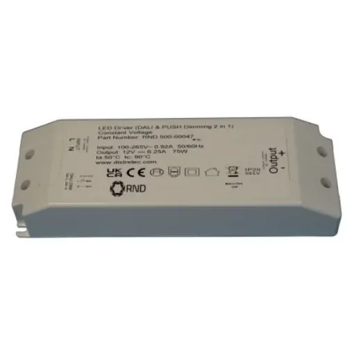 RND LED Driver, 12V Output, 75W Output, 6.25A Output, Constant Voltage Dimmable - RND 500-00047 product image
