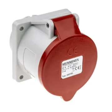 MENNEKES IP44 Red Panel Mount 5P Industrial Power Socket, Rated At 32A, 400 V - 3451 product image