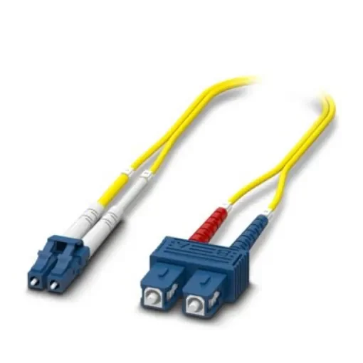 Phoenix Contact LC to SC Duplex Single Mode OS2 Fibre Optic Cable, 900µm, Yellow, 10m - 1146546 product image