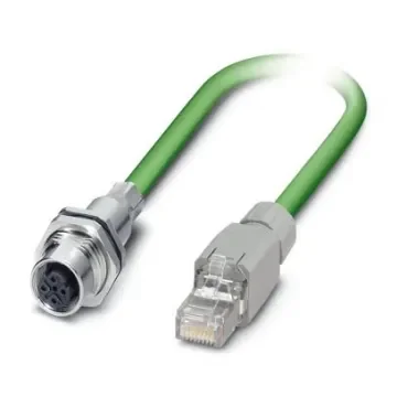 Phoenix ContactVS, 5m Cat5, Green M12 to Female RJ45 Male, Shielded Shielded, Terminated PVC Sheath - 1404369 product image