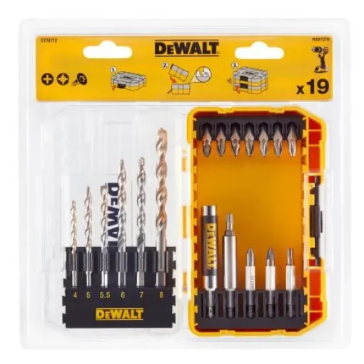 DeWALT 19-Piece Masonry Drill Bit Set for Masonry, 8mm Max, 4mm Min, HSS Bits - DT70712-QZ product image