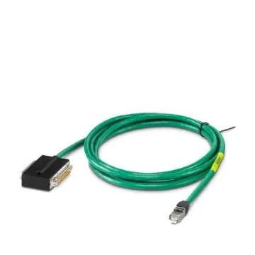 Phoenix ContactCABLE-25, 2.5m, Green D-Sub to RJ45, Tinned Copper Braid Shielded, Terminated PVC Sheath - 1571214 product image