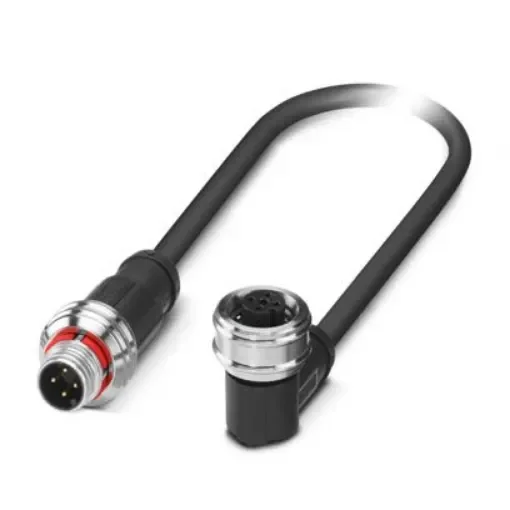 Phoenix Contact Straight Male 4 way M12 to Right Angle Female 4 way M12 Sensor Actuator Cable, 300mm - 1476875 product image