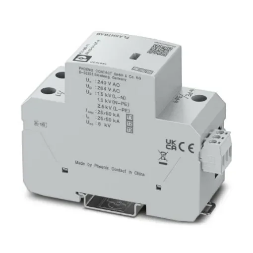 Phoenix Contact 1 Phase Surge Arrester, 25kA, 264V ac, DIN Rail Mount - 1461300 product image