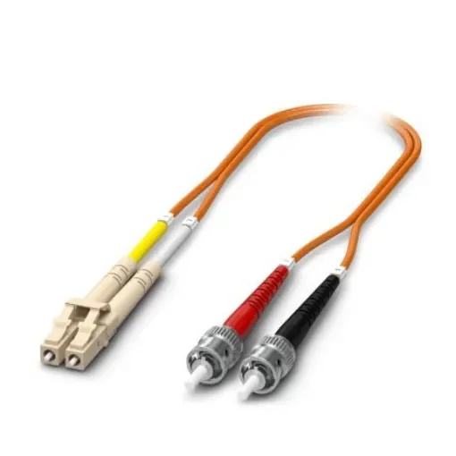 Phoenix Contact LC to ST x 2 Duplex Multi Mode OS2 Fibre Optic Cable, 50/125µm, Yellow, 5m - 1115584 product image
