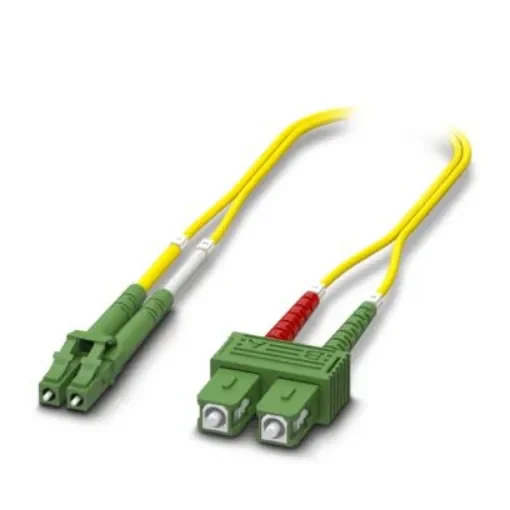Phoenix Contact LC to SC Duplex Single Mode OS2 Fibre Optic Cable, 9/125µm, Yellow, 500mm - 1115614 product image