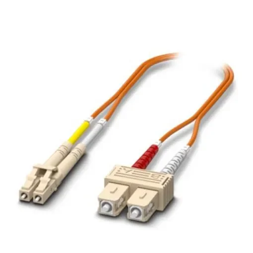 Phoenix Contact LC to SC Duplex Multi Mode OS2 Fibre Optic Cable, 62.5/125µm, Orange, 1m - 1146498 product image