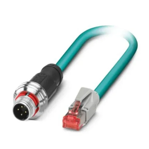Phoenix Contact1476025, 5m Cat5, Light Blue M12 to Male RJ45 Male, Shielded Shielded, Terminated Polyurethane Sheath product image