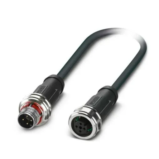 Phoenix Contact Straight Male 4 way M12 to Straight Female 4 way M12 Sensor Actuator Cable, 3m - 1476877 product image