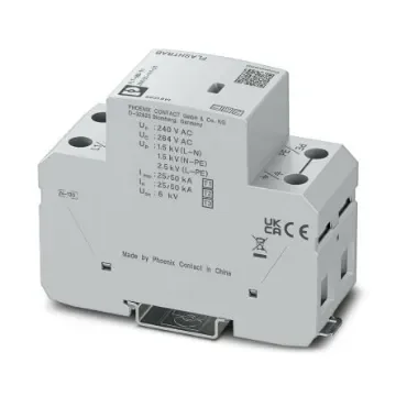 Phoenix Contact 1 Phase Surge Arrester, 25kA, 264V ac, DIN Rail Mount - 1461299 product image