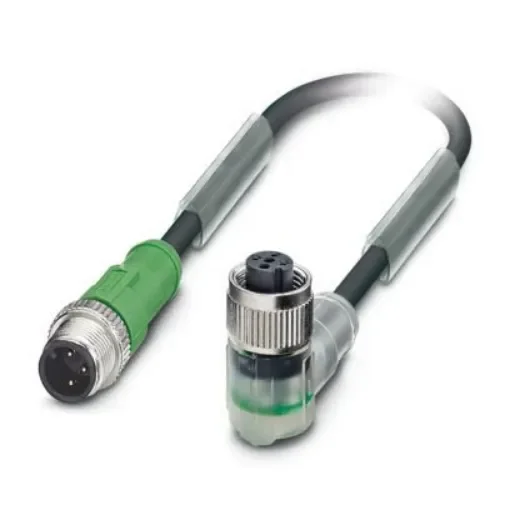 Phoenix Contact Straight Male 3 way M12 to Right Angle Female 3 way M12 Sensor Actuator Cable, 2m - 1694619 product image