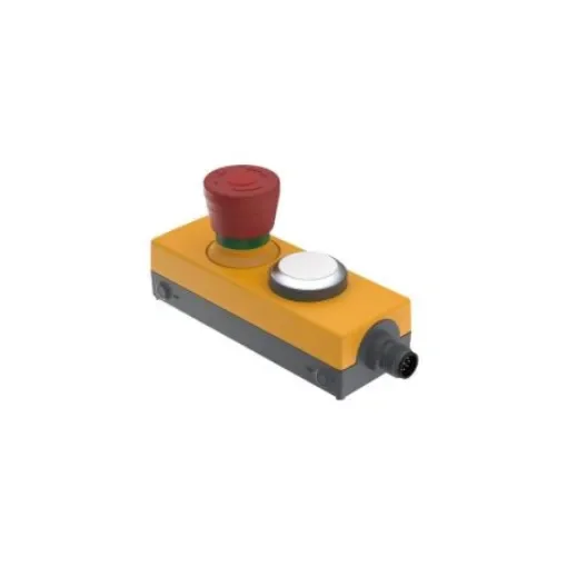 RAFI E-BOX M12 Series Latching Emergency Stop Push Button, Screw Mount, 40mm Cutout, 2NC + 1NO, IP65 - 1.22.114.392/0200 product image