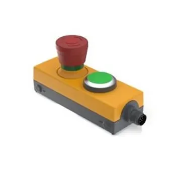 RAFI E-BOX M12 Series Latching Emergency Stop Push Button, Screw Mount, 40mm Cutout, 2NC + 1, IP65 - 1.22.114.212/0500 product image