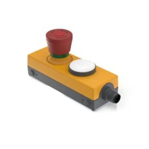 RAFI E-BOX M12 Series Latching Emergency Stop Push Button, Screw Mount, 40mm Cutout, SPST, IP65 - 1.22.111.677/0200 product image