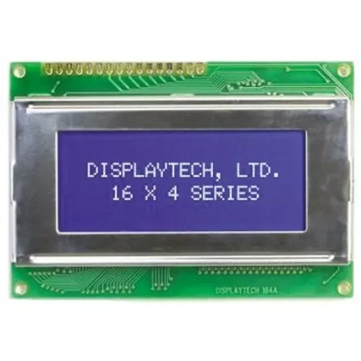 Displaytech 164A-BC-BC Alphanumeric LCD Display, Yellow on Green, 4 Rows by 16 Characters, Transflective product image