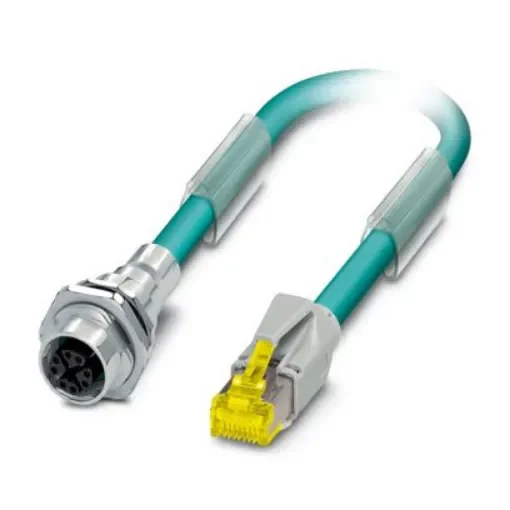 Phoenix Contact1417828, 500mm Cat6a, Light Blue M12 to Female, Shielded Shielded, Terminated Polyurethane Sheath product image