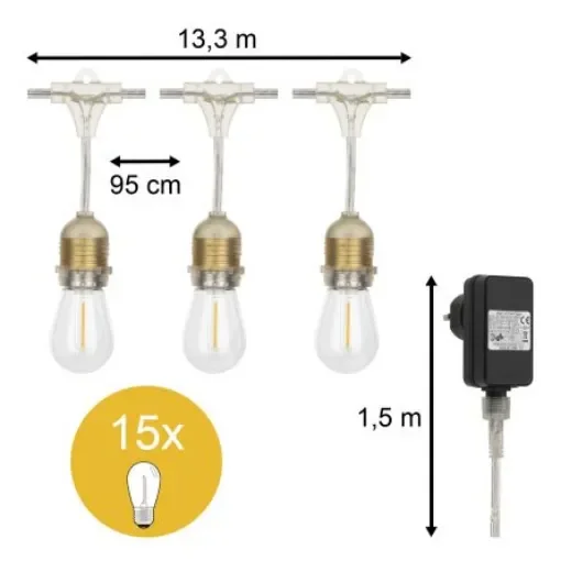 Light String Pendant 15M 15pcs LED ST45 - 145688 product image