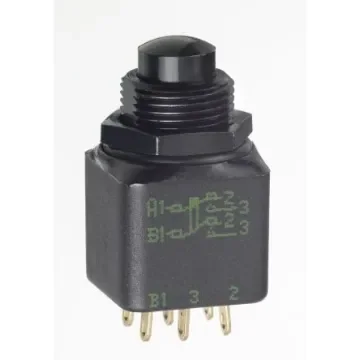 APEM 1300 Series Series Push Button Switch, DP, Bushing, 11.9mm Cutout, On/Mom, 30V dc - 13445-4X778 product image