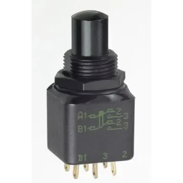 APEM 1300 Series Series Push Button Switch, DP, Bushing, 11.9mm Cutout, On/Mom, 30V dc - 13445-9X778 product image