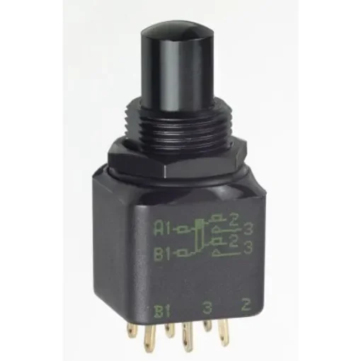 APEM 1300 Series Series Push Button Switch, DP, Bushing, 11.9mm Cutout, On/Mom, 30V dc - 13445-9X778 product image