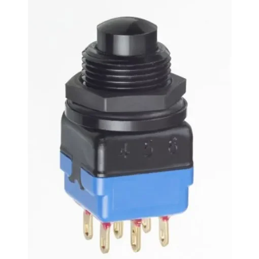 APEM 1300 Series Series Push Button Switch, DP, Bushing, 11.9mm Cutout, On/Mom, 30V dc - 13445A-4GX768 product image