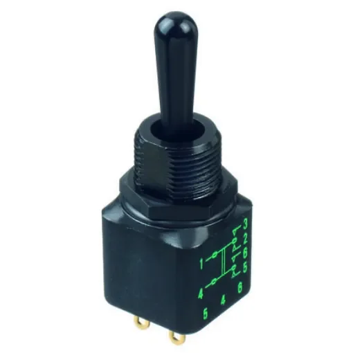 APEM Toggle Switch, Panel Mount, On-On-On, DPST, Solder Lug Terminal, 30V dc - 12144X778 product image