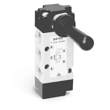 Camozzi Manual 5/3 Way CC Pneumatic Manual Control Valve 3 Series, G 1/8, G 1/8, 368-900 product image