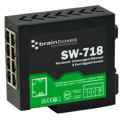 Brainboxes SW 718, Unmanaged 8 Port Ethernet Switch - SW-718 product image