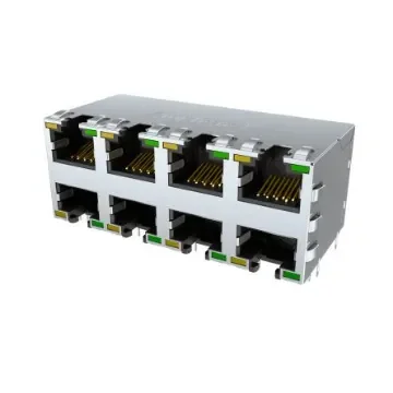 Amphenol Communications Solutions RJE1R Series Series Female Ethernet Connector, Through Hole, Cat6 Right Angle 8 Port - RJE1R888335411 product image