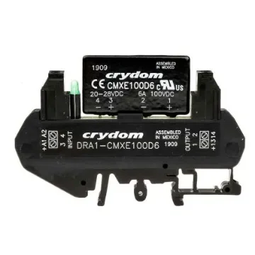 Sensata Crydom DRA1 CMX Series Solid State Interface Relay, 28 V dc Control, 6 A Load, DIN Rail Mount - DRA1-CMXE100D6 product image