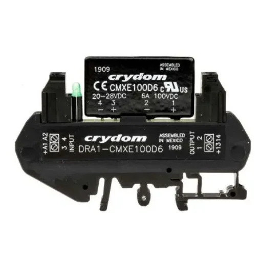 Sensata Crydom DRA1 CMX Series Solid State Interface Relay, 28 V dc Control, 6 A Load, DIN Rail Mount - DRA1-CMXE100D6 product image