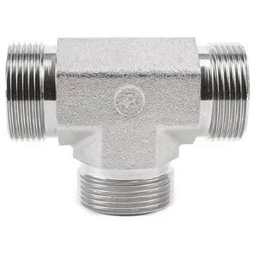 Parker Hydraulic Tee Threaded Adapter 4JMK4S, Connector A G 1/4 Male Connector B G 1/4 Male product image