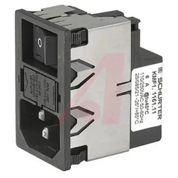 Schurter 4A, 125 V ac, 250 V ac Male Snap-In Filtered IEC Connector 2 Pole KMF1.1241.11, Quick Connect 1 Fuse product image