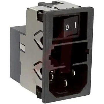 Schurter 6A, 125 V ac, 250 V ac Male Snap-In Filtered IEC Connector 2 Pole KMF1.1261.11, Quick Connect 1 Fuse product image