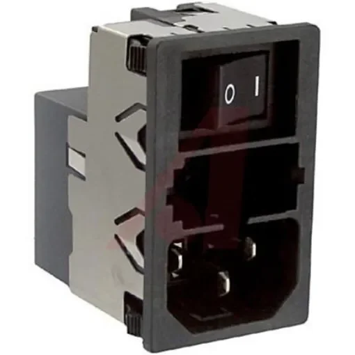 Schurter 6A, 125 V ac, 250 V ac Male Snap-In Filtered IEC Connector 2 Pole KMF1.1261.11, Quick Connect 1 Fuse product image