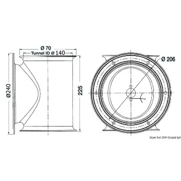 Osculati - LEWMAR tunnel for stern thruster &amp;#216; 140 mm - 02.043.01 product image