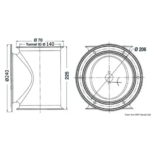 Osculati - LEWMAR tunnel for stern thruster &amp;#216; 140 mm - 02.043.01 product image