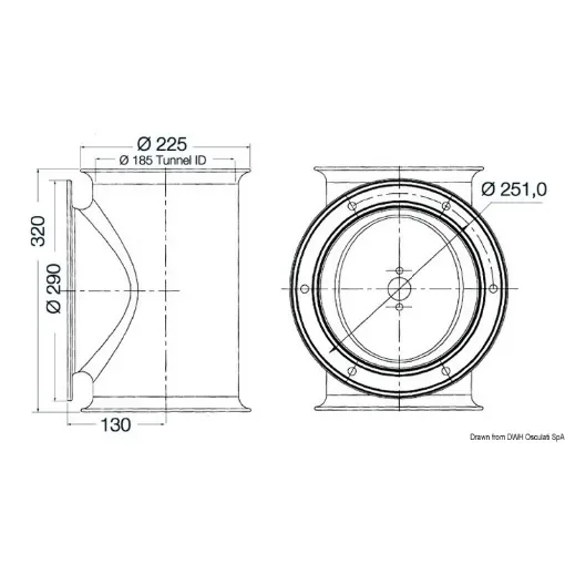 Osculati - LEWMAR tunnel for stern thruster &amp;#216; 185 mm - 02.043.02 product image