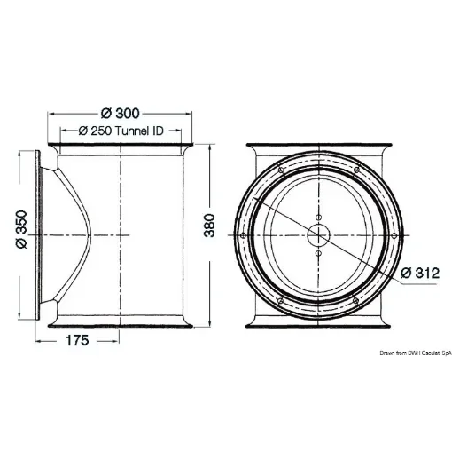 Osculati - LEWMAR tunnel for stern thruster &amp;#216; 250 mm - 02.043.03 product image