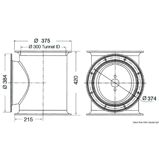 Osculati - LEWMAR tunnel for stern thruster &amp;#216; 300 mm - 02.043.04 product image