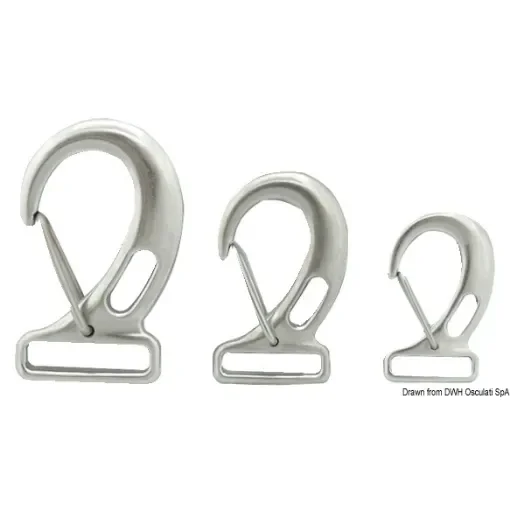 Snap-hooks with rectangular eye for webbing, made of stainless steel product image