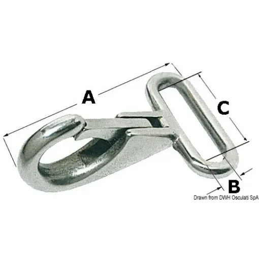 Osculati - Snap-hooks with flat eye to fit belts, made of stainless steel - 09.250.00 product image