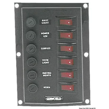 Osculati - Vertical control panel w. 6 switches - 14.103.31 product image